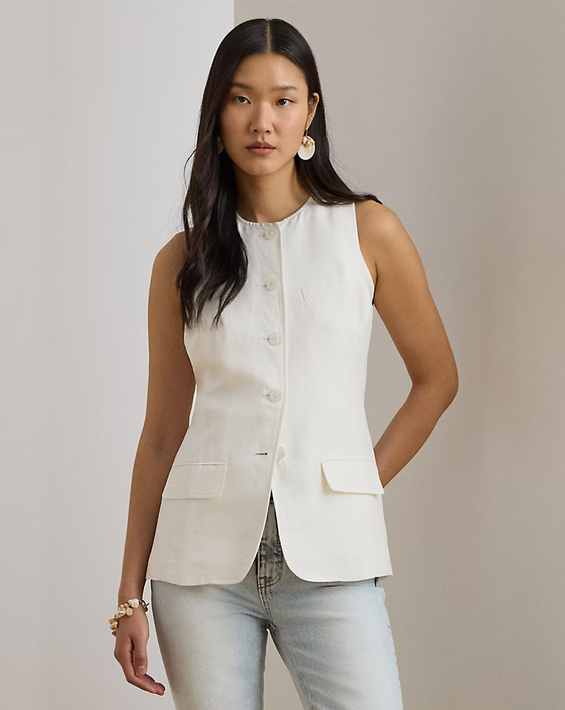 slim fit sleeveless white shirt for women